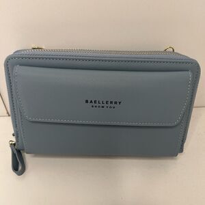 NWT Blue Hand crafted 12 Card Slot Large Capacity Crossbody Handbag